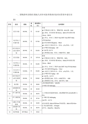 采购清单及要求投标人应针对技术要求在技术应答表中进行应答.docx