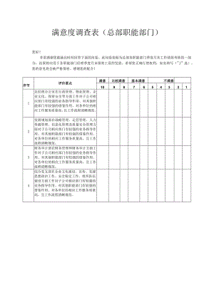 满意度调查表（总部职能部门）.docx