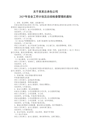 年公司安全工作计划及检查管理办法.docx