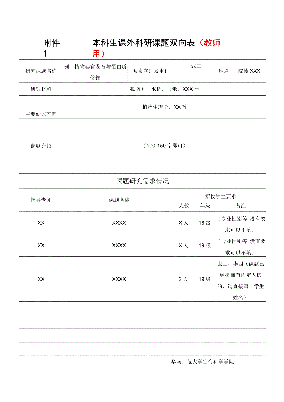 本科生课外科研课题双向表教师用.docx_第1页