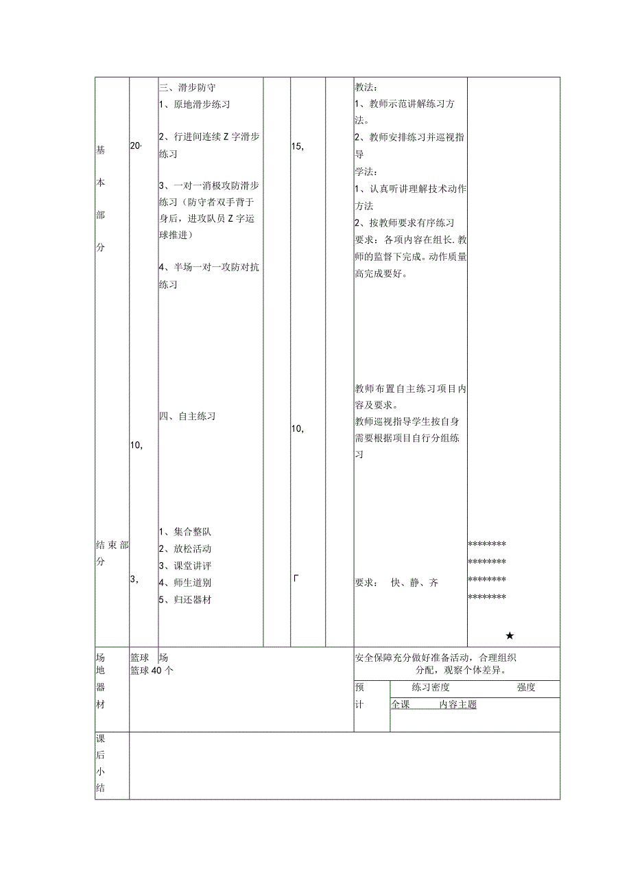 体育健身课时篮球拓展练习提高学生的防守能力计划.docx_第2页