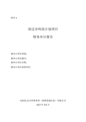 宿迁市科技计划项目财务审计报告（参考模板）.docx