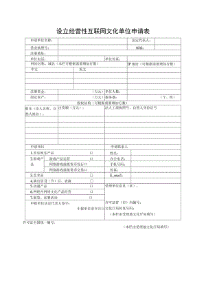 设立经营性互联网文化单位申请表经营性互联网文化单位变更申请表.docx