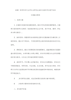 新增一级学科和专业学位点研究生培养方案和学位授予标准.docx