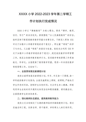 小学2022-2023学年第二学期工作计划执行完成情况.docx