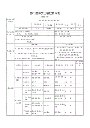 部门整体支出绩效自评表.docx