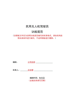 民用无人机驾驶员训练规范.docx
