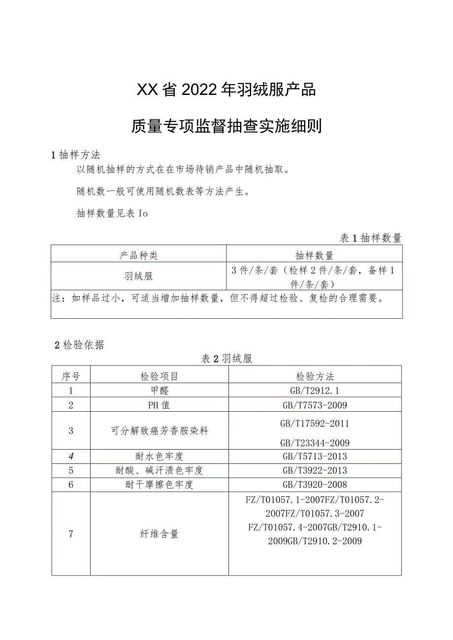 2022年羽绒服产品质量监督抽查实施细则.docx_第1页