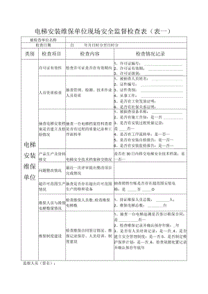 电梯安装维保单位现场安全监督检查表.docx