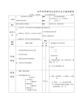 初中体育课羽毛球的正反手握拍教案.docx