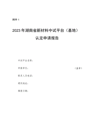 2023年湖南省新材料中试平台（基地）认定申请报告.docx