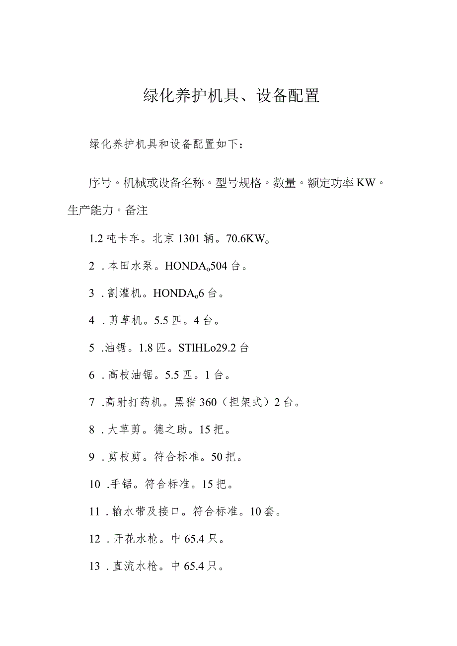 绿化养护机具、设备配置.docx_第1页