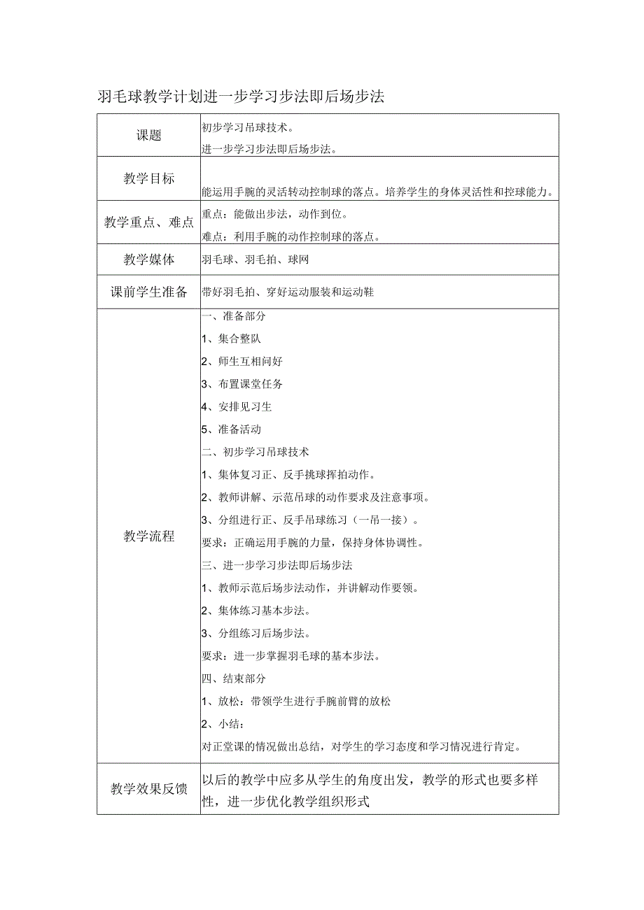 羽毛球教学计划进一步学习步法即后场步法.docx_第1页