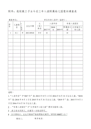 我校教工子女今后三年入读附属幼儿园意向调查表.docx