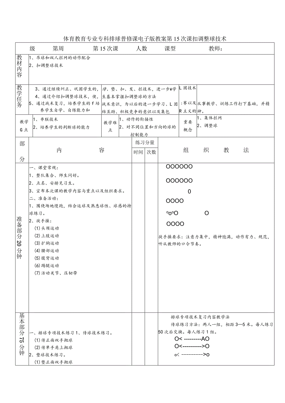 体育教育专业专科排球普修课电子版教案第15次课扣调整球技术.docx_第1页