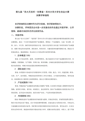 第九届“苏大天宫杯”“创青春”苏州大学大学生创业大赛决赛评审细则.docx