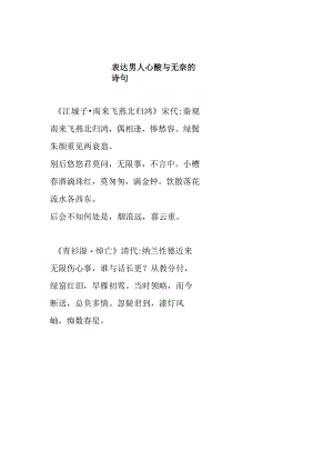 表达男人心酸与无奈的诗句.docx