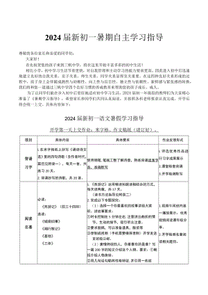 2024届三帆新初一暑期全科指导.docx