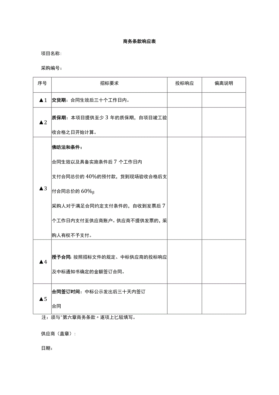 商务条款响应表.docx_第1页