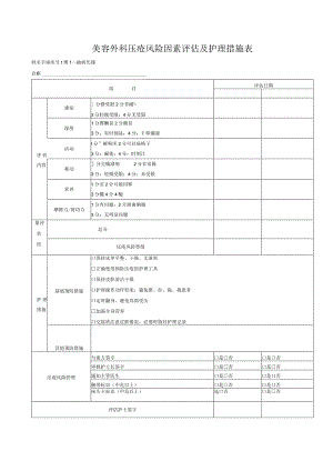 美容外科压疮风险因素评估及护理措施表1-2-5.docx