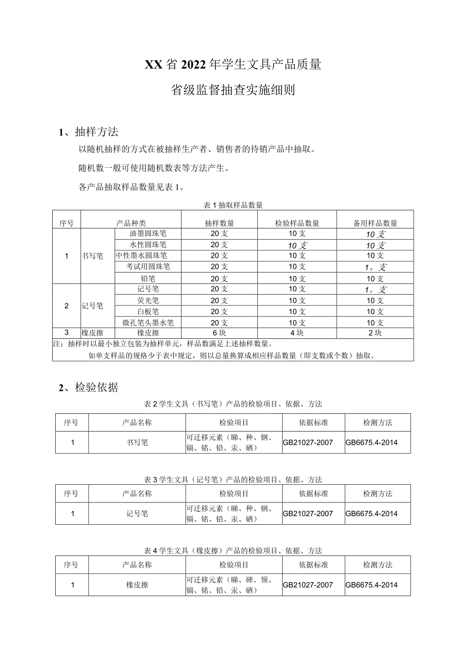 2022年学生文具产品质量省级监督抽查实施细则.docx_第1页