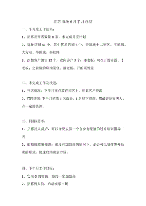 包子品牌江苏市场6月半月总结.docx