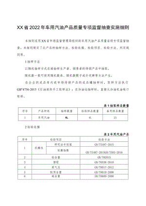 2022年车用汽油产品质量专项监督抽查实施细则.docx