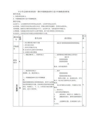中小学足球控球训练第一课时单脚跳拨球和行进中单脚跳拨球教案.docx