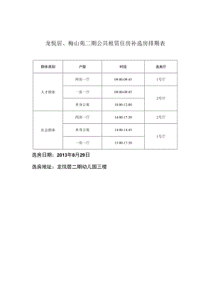 龙悦居、梅山苑二期公共租赁住房补选房排期表.docx