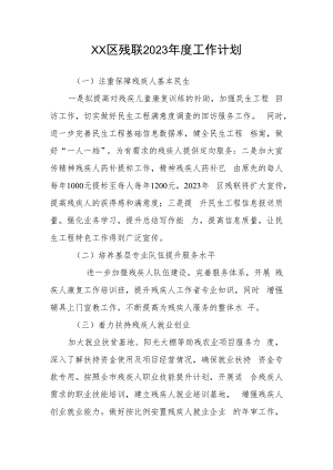 XX区残联2023年度工作计划.docx