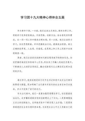 青年干部学习团十九大精神心得体会五篇.docx
