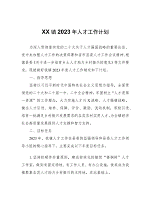 XX镇2023年人才工作计划.docx
