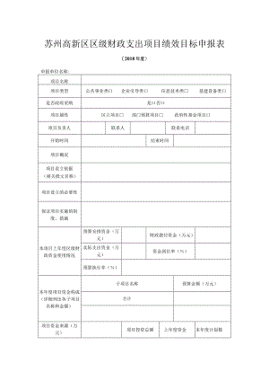 苏州高新区区级财政支出项目绩效目标申报表.docx