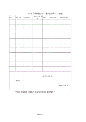 投标货物近两年以来同类项目业绩表21(2023年).docx