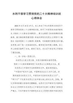 水利局学习贯彻党的二十大精神培训班心得体会.docx