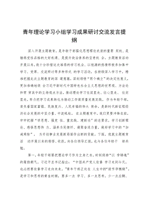 青年理论学习小组学习成果研讨交流发言提纲.docx