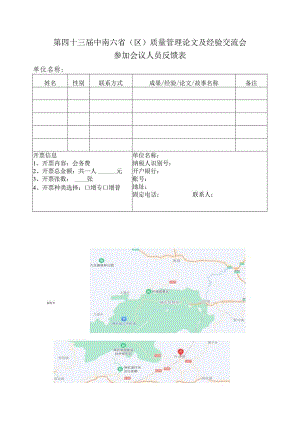 第四十三届中南六省区质量管理论文及经验交流会参加会议人员反馈表.docx