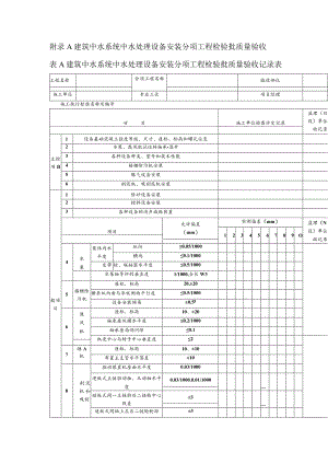 建筑中水系统中水处理设备、供水管道及辅助设备安装分项工程检验批质量验收.docx