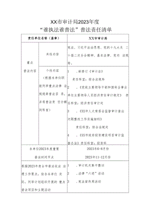 XX市审计局2023年度“谁执法谁普法”普法责任清单.docx
