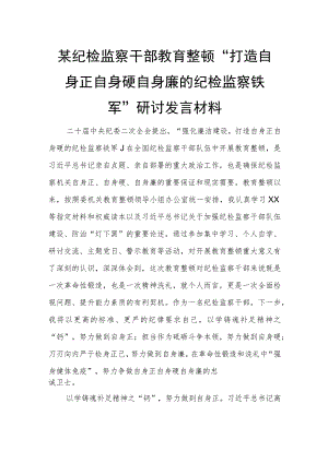 某纪检监察干部教育整顿“打造自身正自身硬自身廉的纪检监察铁军”研讨发言材料.docx