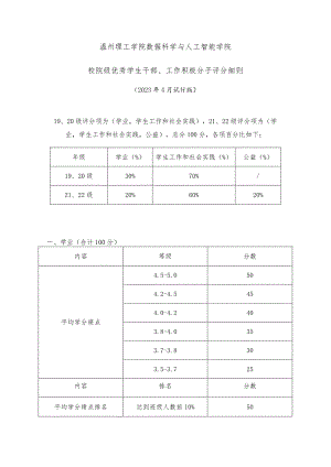 温州理工学院数据科学与人工智能学院校院级优秀学生干部、工作积极分子评分细则.docx