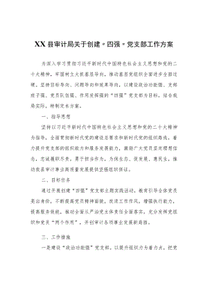 XX县审计局关于创建“四强”党支部工作方案.docx