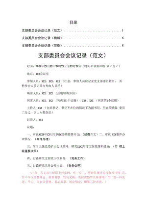 支部委员会会议记录（3篇）.docx