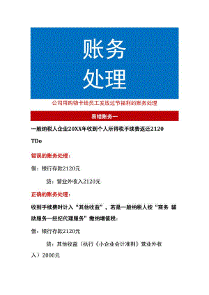 公司用购物卡给员工发放过节福利的账务处理.docx