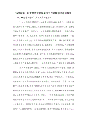 2023年第一批主题教育参学单位工作开展情况评估报告.docx