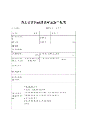 湖北省劳务品牌领军企业申报表、考评表.docx