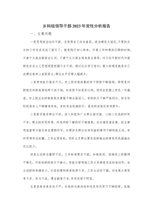 乡科级领导干部2023年党性分析报告优选.docx