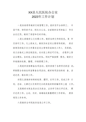 XX县人民医院办公室2023年工作计划.docx