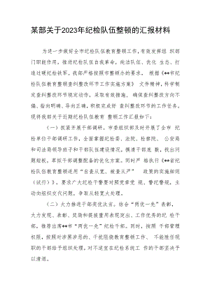 某部关于2023年纪检队伍整顿的汇报材料.docx