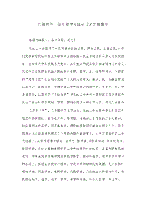 处级领导干部专题学习班研讨发言供借鉴.docx